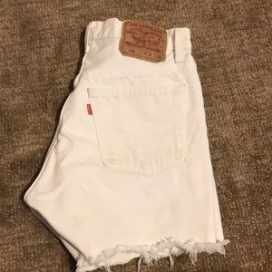 White Levi 501 Cut Off High Waisted Shorts